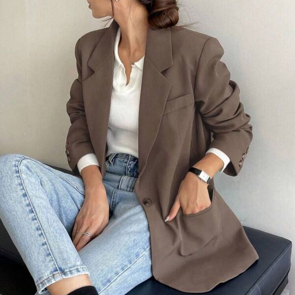 SHEIN dasy テーラードジャケット 肩パット コーヒーブラウン M