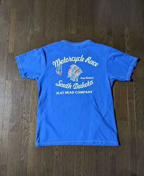 送料込 フラットヘッド Tシャツ Mサイズ ブルー THE FLAT HEAD
