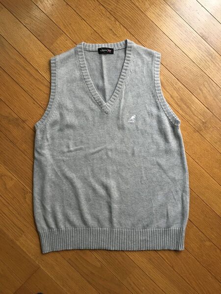 カンゴール 綿 Vネック ベスト グレー M〜L 男女兼用