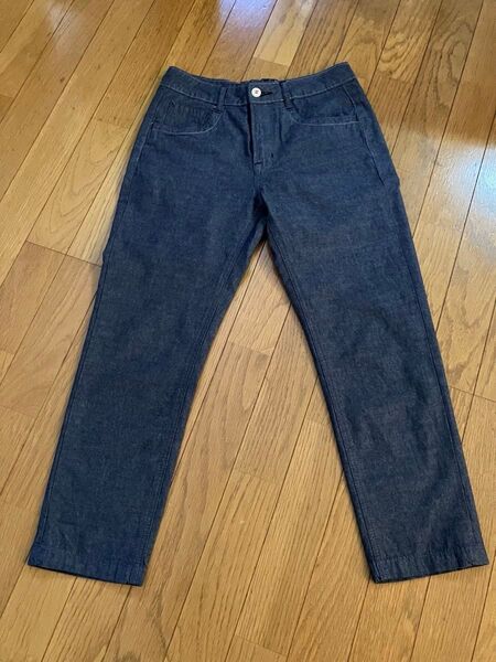 薄手の綿パンツ デニム風 ウエスト61cm 8部丈位