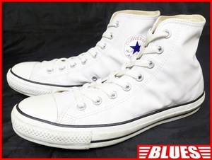 即決★CONVERSE★26.5cm レザーハイカットスニーカー コンバース メンズ 8 白 ホワイト 本皮 8ホールシューズ 本革 オールスター