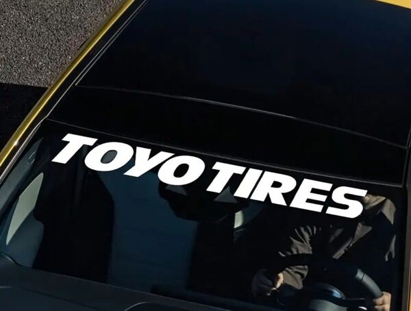 トーヨータイヤ TOYOTIRES カッティングステッカー ホワイト 白 フロントガラス ハチマキ等に