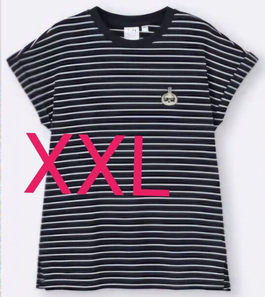 オンライン限定サイズXXL大きい ちいかわGU うさぎ半袖Tシャツネイビー「ちいかわたちの夏休み」着丈70センチ身幅60センチ位