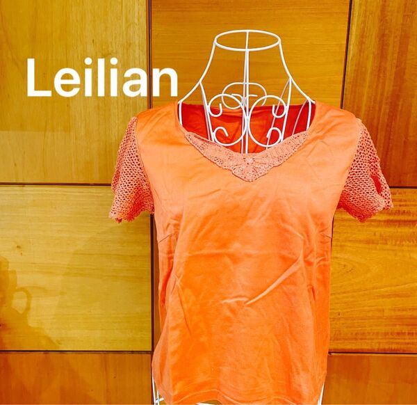 レリアン Leilian 半袖シャツ 綿100% カジュアル 9号 Mサイズ 薄手 カットソー
