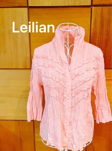 レリアン Leilian ブラウス ピンク カジュアル 9号 Mサイズ 7部袖