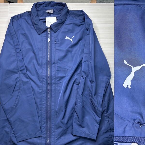 新品 1.3万 PUMA プーマ 撥水 スプリングコート XXL 紺 メンズ ステンカラーコート 軽量 スポーツ