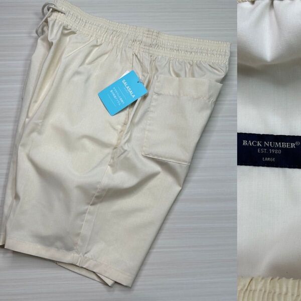 新品 バックナンバー 接触冷感 リネンライク イージー ショート パンツ L BACK NUMBER ハーフ ショーツ サマー