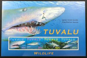 ツバル 2000年発行 サメ 魚 切手 WWFマークなし 未使用 NH