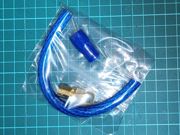 17.5cm TPC4 青 4AWG 22SQ パワケーブル 金メッキ端子付き バッ直 4ゲージ
