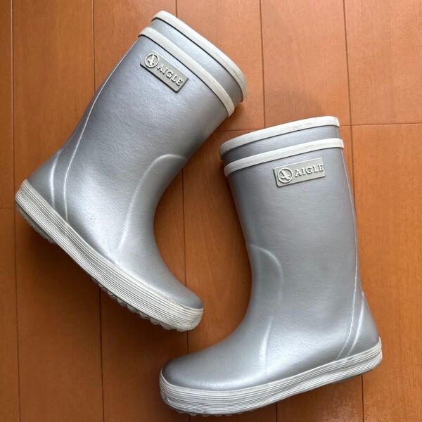AIGLE エーグル キッズ レインブーツ 長靴 ロリポップ 16cm(26) シルバー
