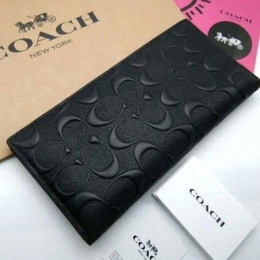 新品 COACH 長財布 メンズ エンボスシグネチャー
