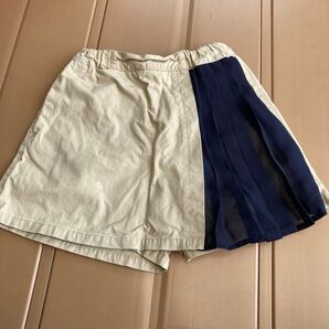 GU 女の子 スカート ベージュ×ネイビー シミあり