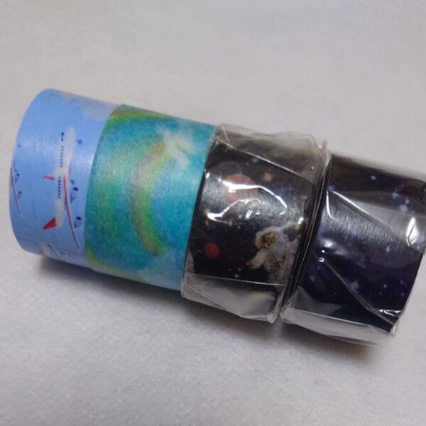 MARK'S マークス maste 飛行機柄 虹空柄 宇宙飛行士 コズミック マスキングテープ 4巻 まとめ売り セット!
