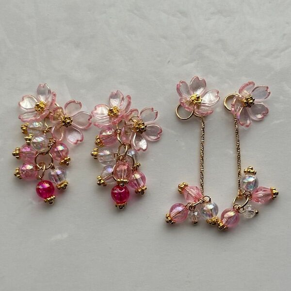 (A005)ハンドメイド チャーム ピアス フックピアス イヤリング クリップイヤリング ヘアゴム ヘアピン アクセサリー ビーズ