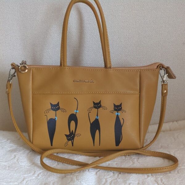 ショルダーバッグ キャメル 黒猫 2way 2wayバッグ COACH 2WAY