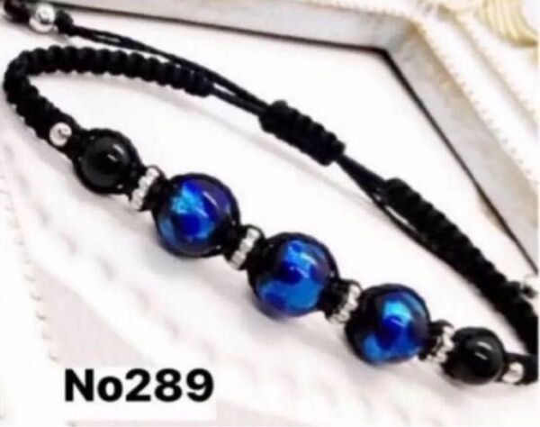 No289 蓄光ほたるガラス,オニキスブレスレット