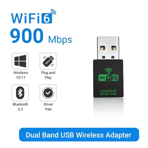 無線LAN 子機 WIFI 6 USBアダプタ AX900 600Mbps + 287Mbps Bluetooth搭載