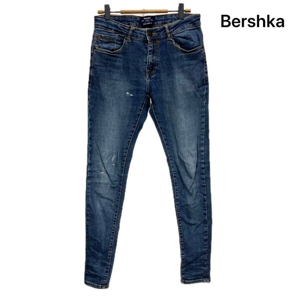 Bershka デニムパンツ スーパースキニー インディゴブルー