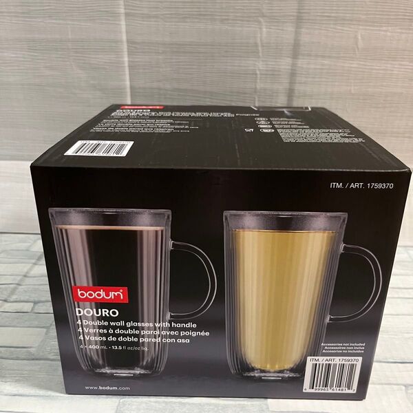 ②ボダム ダブルウォール マグカップ ドゥーロ 400ml×4個 BODUM ダブルウォールグラス コップ ビールジョッキ