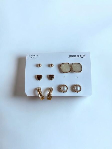 ピアス5ペアセット シューラルー おしゃれ 可愛い シンプル チタンポスト ゴールド