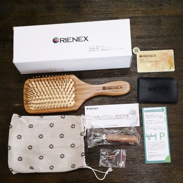 【新品未使用】ORIENEX ヘアブラシ 木製櫛 美髪ケア 頭皮&肩&顔マッサージ (大)