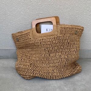 ◇サマーストローバッグ ハンドバッグ カゴバッグ 夏バッグ モテコーデ 男ウケ 茶色 ベージュ きれいめ 最安値 プチプラ