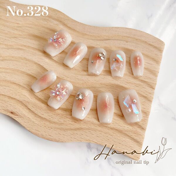 No.328【現品】 ちゅるん*チークネイルチップ ワンホン 韓国