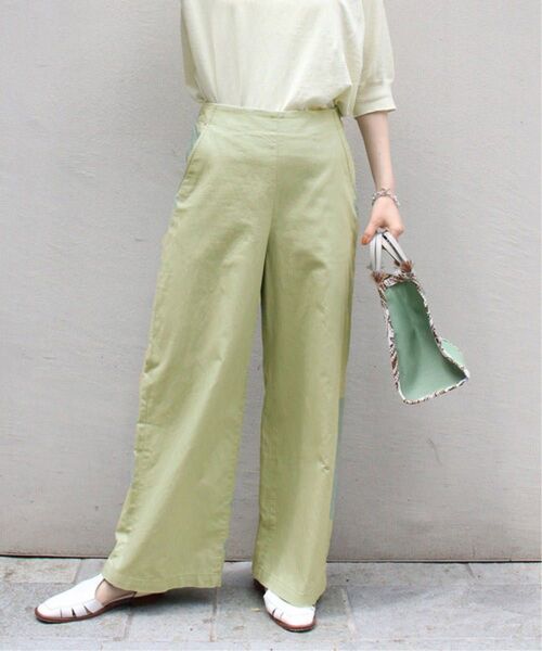 ☆ 美品 IENA / イエナ コットンリネンオックスワイドパンツ 34 カーキ ☆