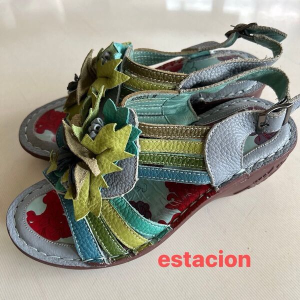 【estacion】エスタシオン ハンドメイド 本革 ストラップ サンダル M