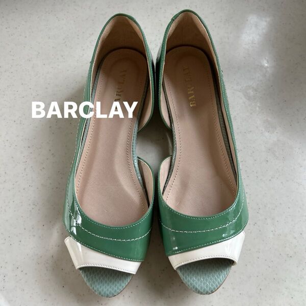 日本製★BARCLAY【バークレー】オープントゥ エナメル パンプス 24cm