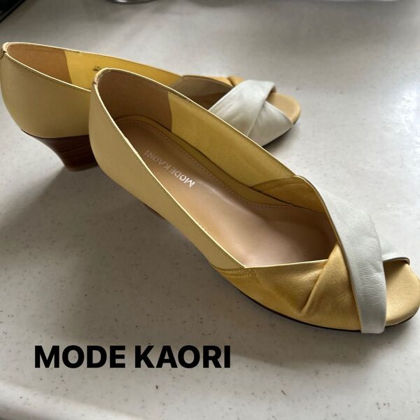 【MODE KAORI】★モードカオリ★レザー オープントゥ パンプス 22.5cm
