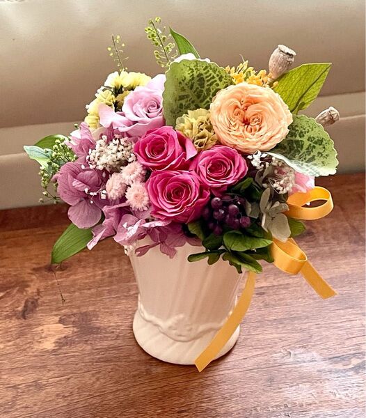 『fleur』パリスタイル プリザーブドフラワーアレンジ 可愛いお花の贈り物