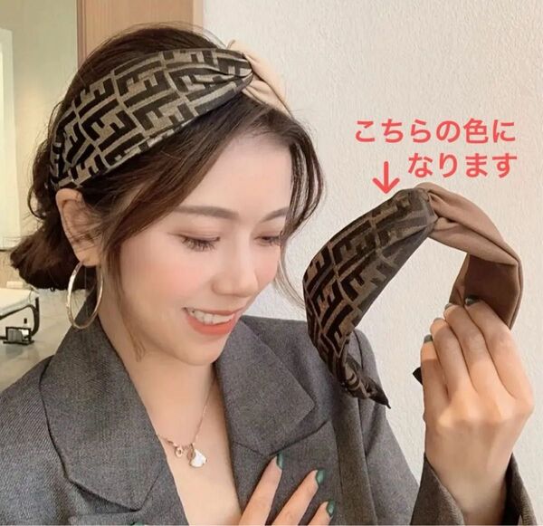 新品 ズッカ柄 カチューシャ ファブリック ヘッドバンド フレンチスタイル ドレスアップヘアバンド ハイエンド柄