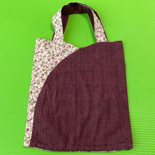 ハンドメイド コットン 小花柄トートバッグ サブバッグ レース編み 手芸 手提げ クーポンで500円off
