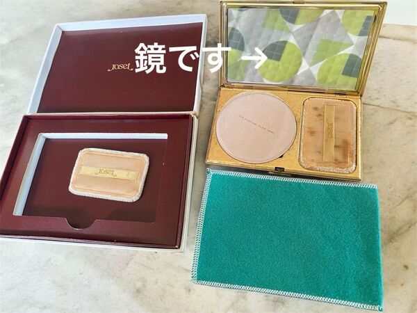 【未使用】Joset ジョゼ ゴールド ファンデーションコンパクト ケース クロス パフ2個 4点セット