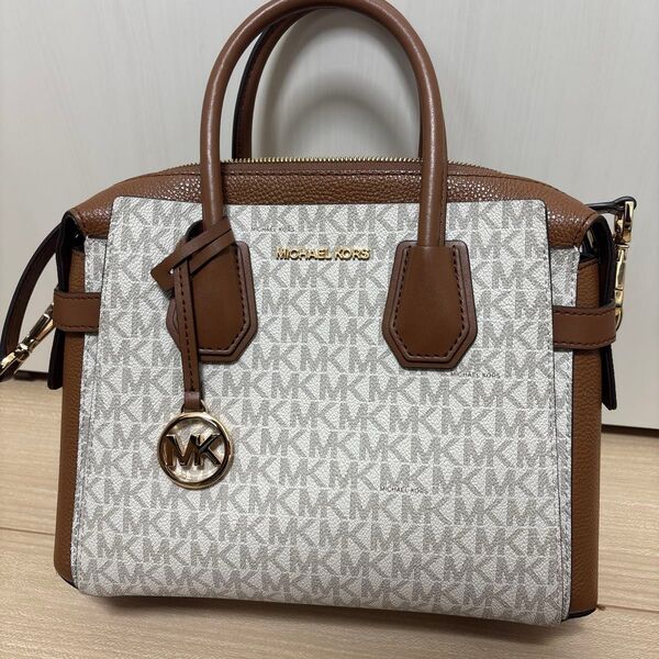 美品 MICHAEL KORS 2wayバッグ ホワイト×ブラウン