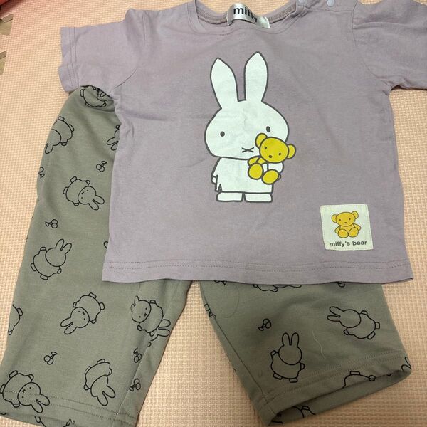 ミッフィー 半袖Tシャツ&ハーフパンツセット 90cm パープル