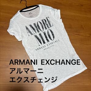 ARMANI EXCHANGE アルマーニエクスチェンジ Tシャツ ホワイト Sサイズ 重ね着 透け ロゴTシャツ レーヨン