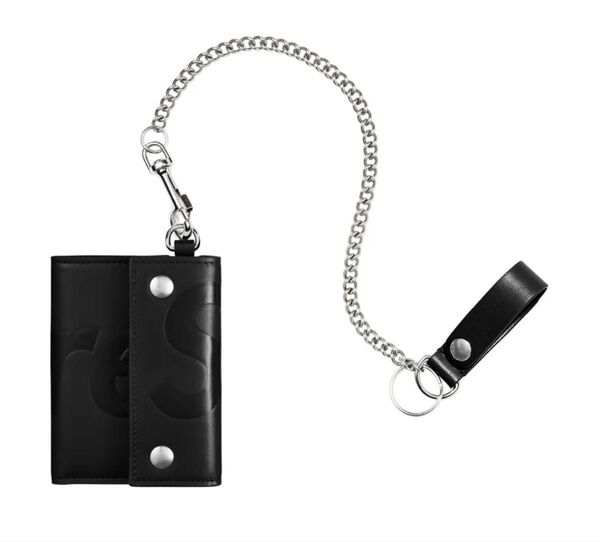 Supreme Leather Chain Wallet Black