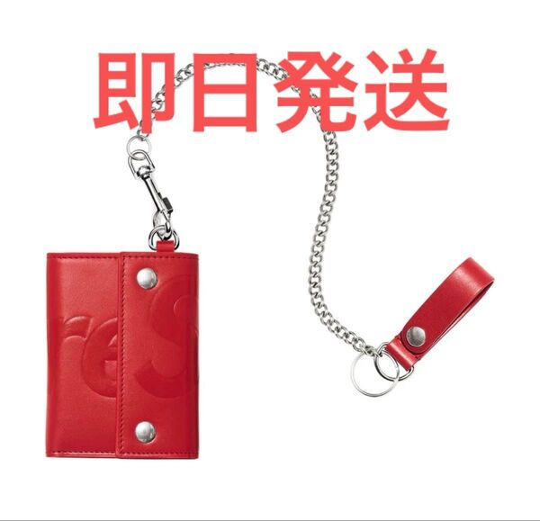 Supreme Leather Chain Wallet Red