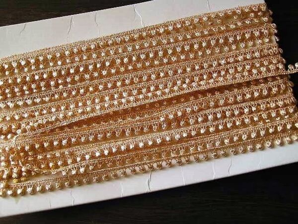 ゴールドラメ飾りレース リボン 幅1㎝×9.6m 定価5913円 ハンドメイド 手芸 ポンポンレース まとめ売り