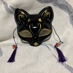 京都 きつね お面 黒