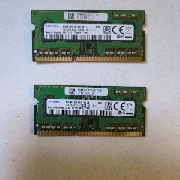 SAMSUNG DDR3ノートパソコン用メモリ 8GB 4GB−PC3L−12800S×2枚