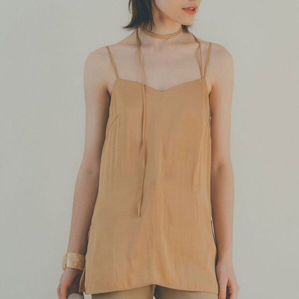 CLANE クラネ リボンキャミソール SLANT ARRANGE RIBBON CAMISOLE ベージュ サイズ1