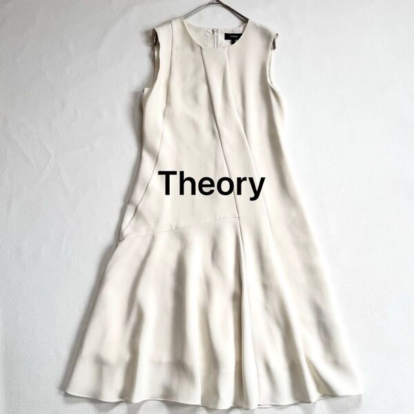 22SSセオリー アシンメトリー ノースリーブ ワンピース トリアセ Classic Crepe Asym Drape DR