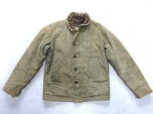 ビンテージ 希少 珍品 US ネイビー ミリタリー 米軍 40S デッキ ジャケット レア リブ ツイル 生地 カーキ OD NAVY アーミー アルパカ 緑 