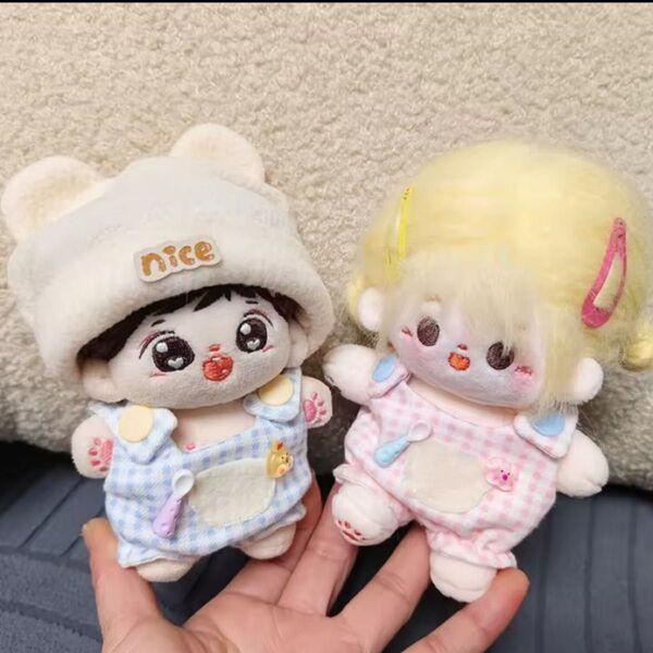 着せ替えぬいぐるみ くまちゃん帽子 サロペット ピンク 10cm お洋服
