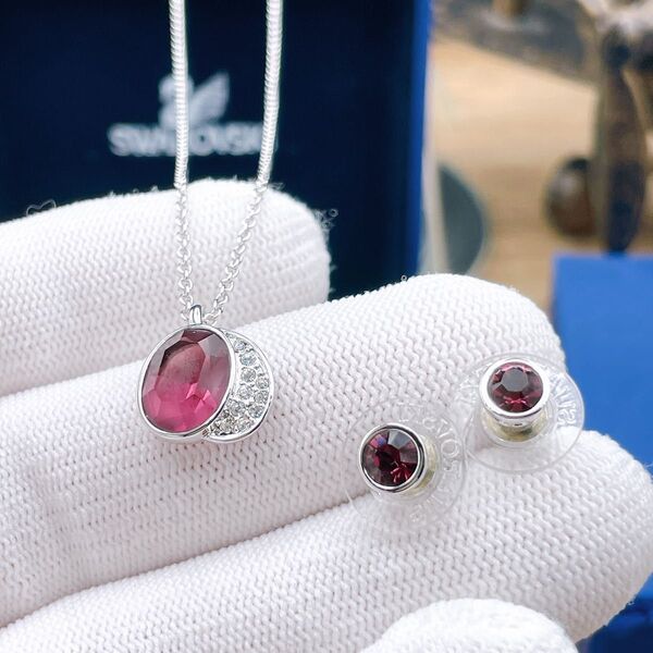 ◇スワロフスキー◇SWAROVSKI グロリア アメジスト セット ネックレス ペンダント ピアス パープル クリスタルパヴェ