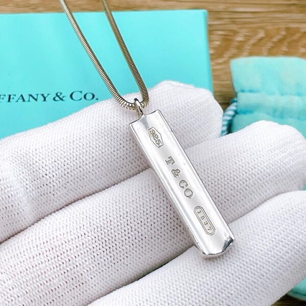 ◇ティファニー◇Tiffany&Co. 1837 バー ネックレス スネークチェーン プレート 925