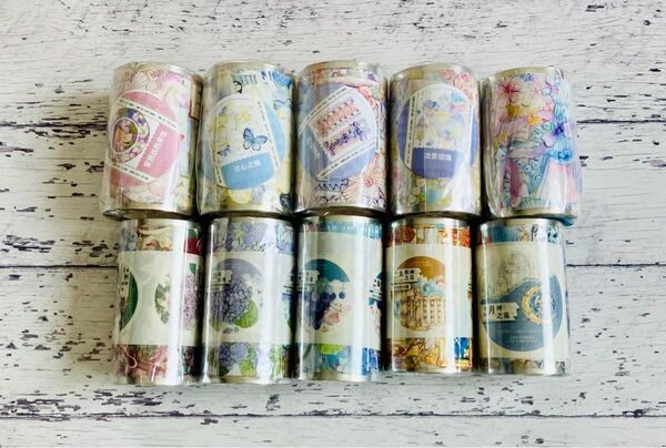 まとめ売り10種 海外マステ 装飾マステ マスキングテープ 新品 巻売り
